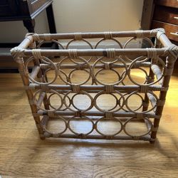 Vintage Rattan Wine Rack 