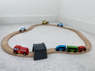 Wood Toy Track and Wood Vehicles for Kids