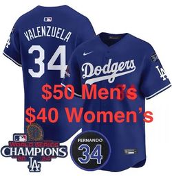 WOMEN’S LOS ANGELES DODGERS FERNANDO VALENZUELA STITCHED JERSEY SMALL UP TO 6XL