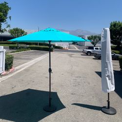 9ft Market Patio Umbrella with Umbrella Cover – AQUA BLUE