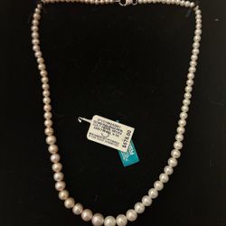 EFFY Sterling Silver 3mm Freshwater Pearl and opque Necklace