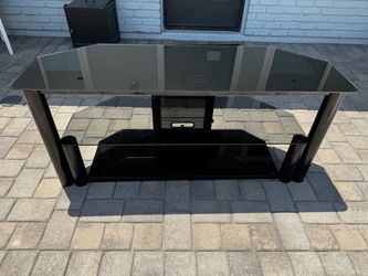 Title:55" Modern Black Glass 3-Tier TV Stand / Corner Media Console