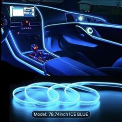 Ice Blue LED Car Interior Light Strip USB Powered Flexible Ambient Lighting