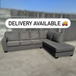 Living Spaces Gray/Grey 2 Piece Sectional Couch Sofa - 🚚 DELIVERY AVAILABLE 