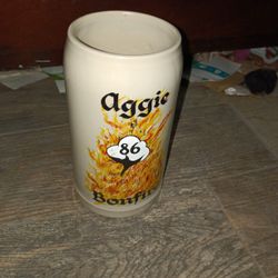 Vintage Texas Aggie 1986 Bonfire Beer Mug.  GIG 'EM AGGIES!