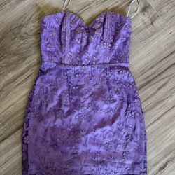 Purple strapless hoco dress