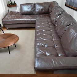 (FREE DELIVERY) Natuzzi Milano Real Leather Brown Couch