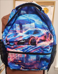 Boys Backpack, School Back Pack for Kids Ages 6-8, Racing Car Backpack, 17 Inch Toddler Schoolbag for Elementary