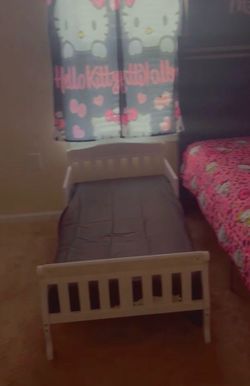 Toddler white bed with mattress
