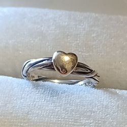 Sterling Silver Heart Love Ring Women's Size 7