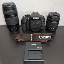 Canon EOS Rebel T7i Camera + 2 Lenses