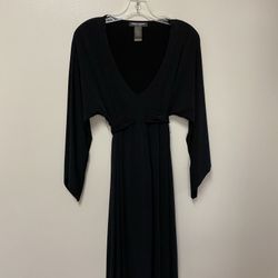 Women’s BISOU BISOU Michele Bohbot Polyester/spandex black 1/2 sleeve tie in the back dress… Size large
