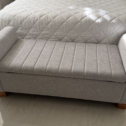Gray Storage Ottoman Bench with Padded Seat Cushion
