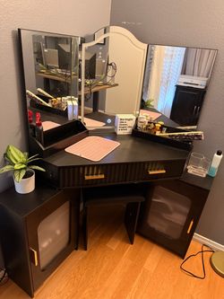 Black vanity with led lights