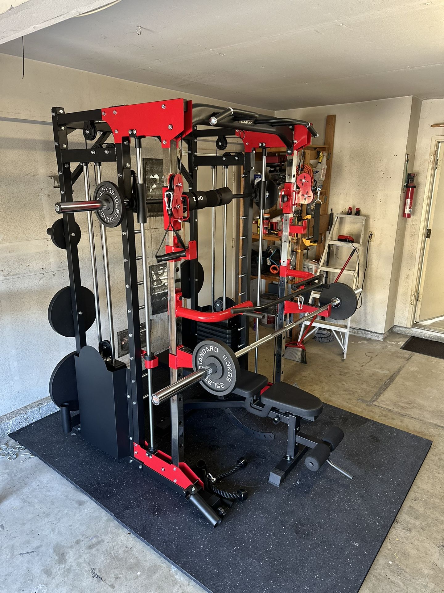 Smith Machine 200 | Adjustable Bench | 245lb Cast Iron Olympic Weights | 7ft Olympic Bar | Fitness | Gym Equipment | FREE DELIVERY/INSTALLATION 🚚 🛠️