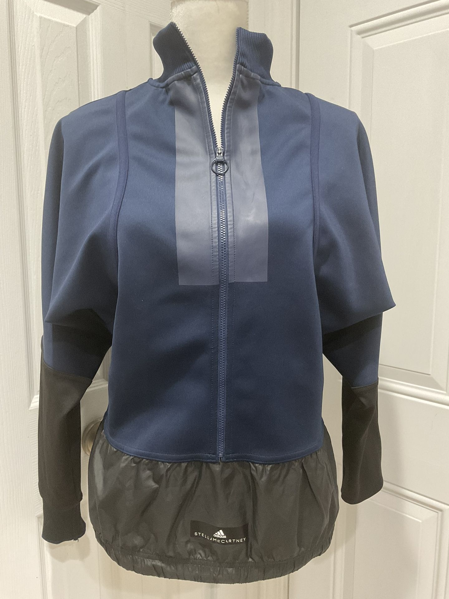 NWOT Adidas by Stella McCartney Navy Blue/ Black Jersey/Nylon Zip Up Jacket, M