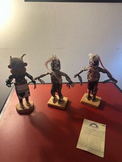 Vintage 1992 Kachina Style Dolls – Set of 3 – Handcrafted Folk Art