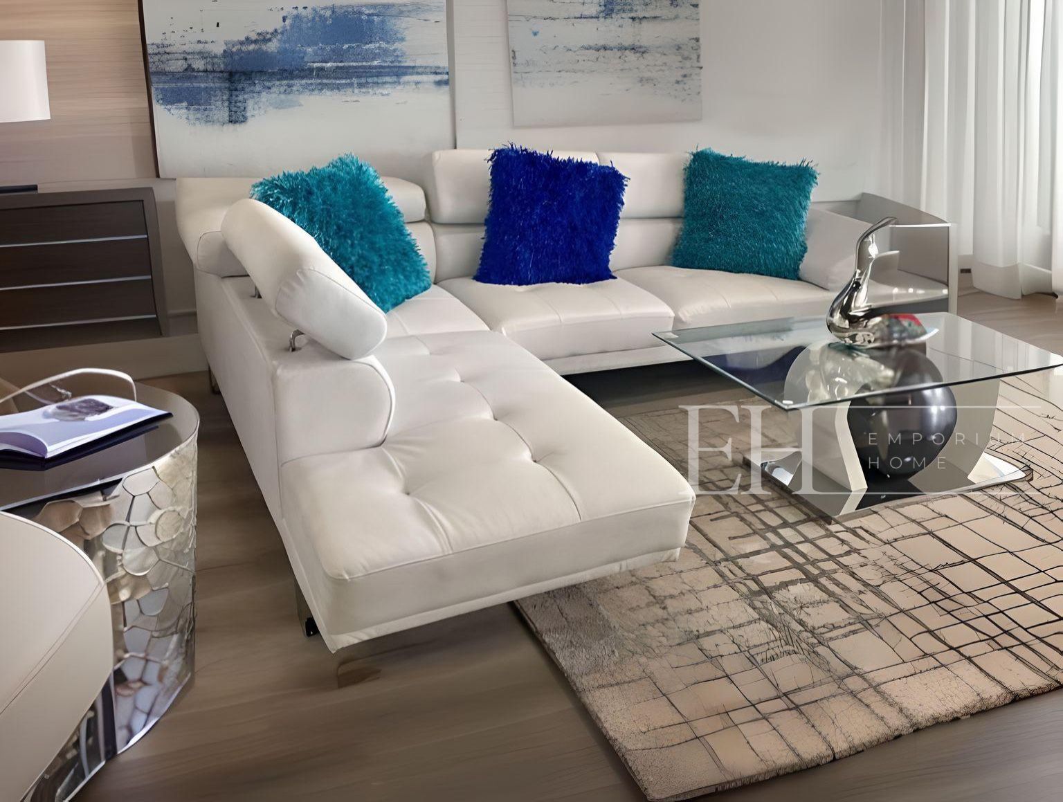 White Modern Adjustable Headrest Sofa Sectional 🔥buy Now Pay Later 