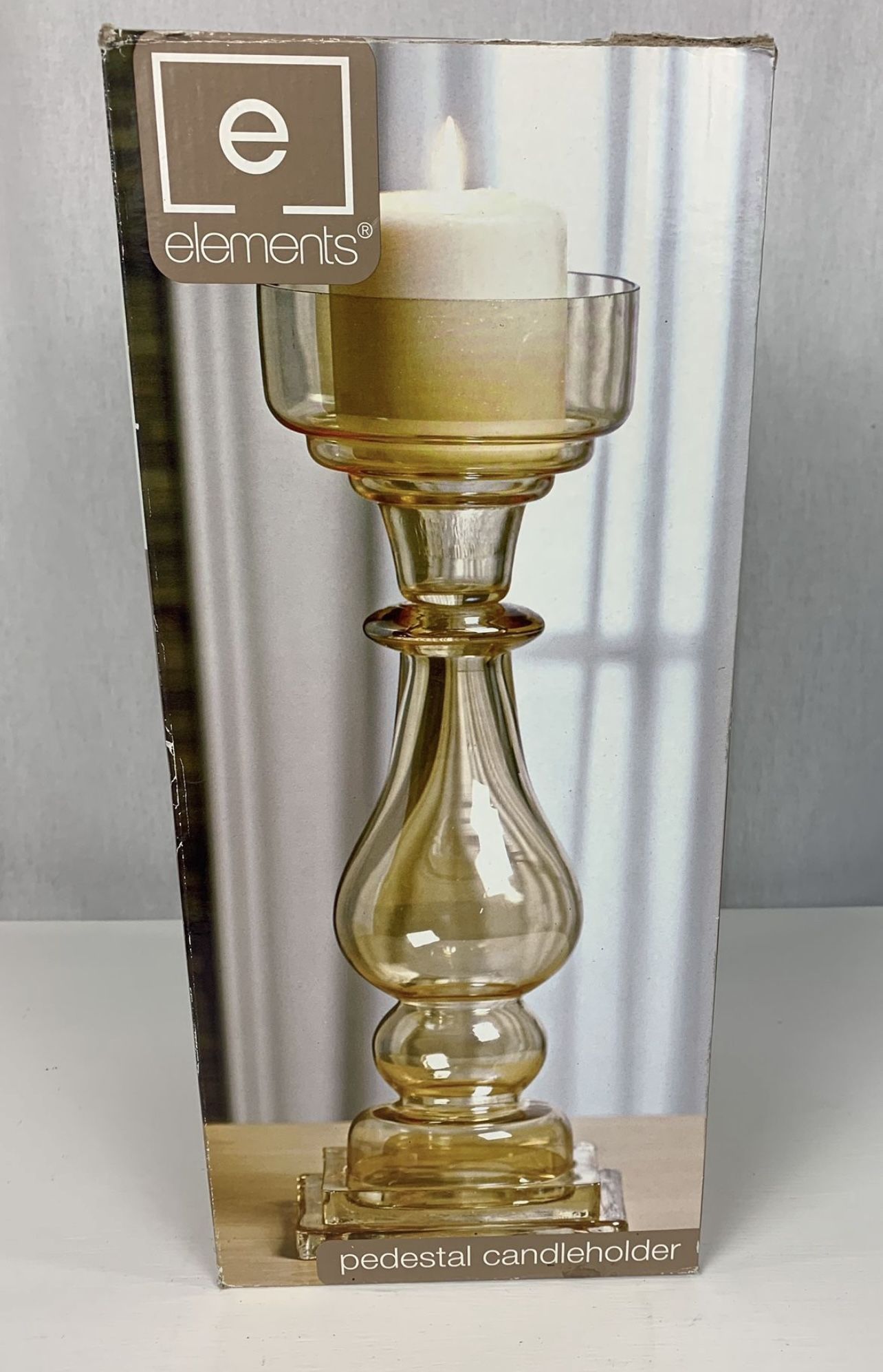 Gold Elements Glass Pedestal Candle Holder