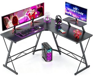 Mr Ironstone L-Shaped Gaming Desk (Black)