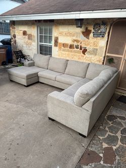 Sleek Beige Sectional Couch