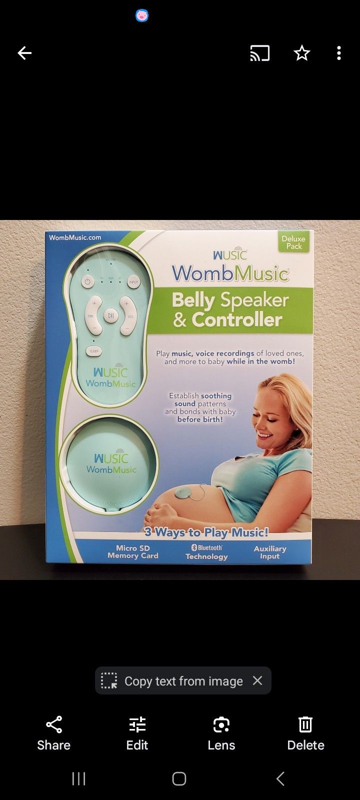 New in Box Wusic Womb Music Deluxe Pack Pregnancy Belly Speaker And Controller