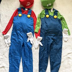 Kids Size 4-6 Nintendo Super Mario Bros Mario & Luigi Halloween Costumes 