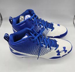 Under Armour UA Mens 13 Heater MID ST Metal Baseball Cleats Blue 1269047-411