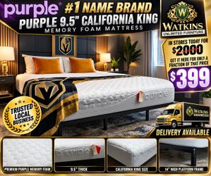 π£ PURPLE CALIFORNIA KING 9.5β MEMORY FOAM MATTRESS β LIKE NEW!