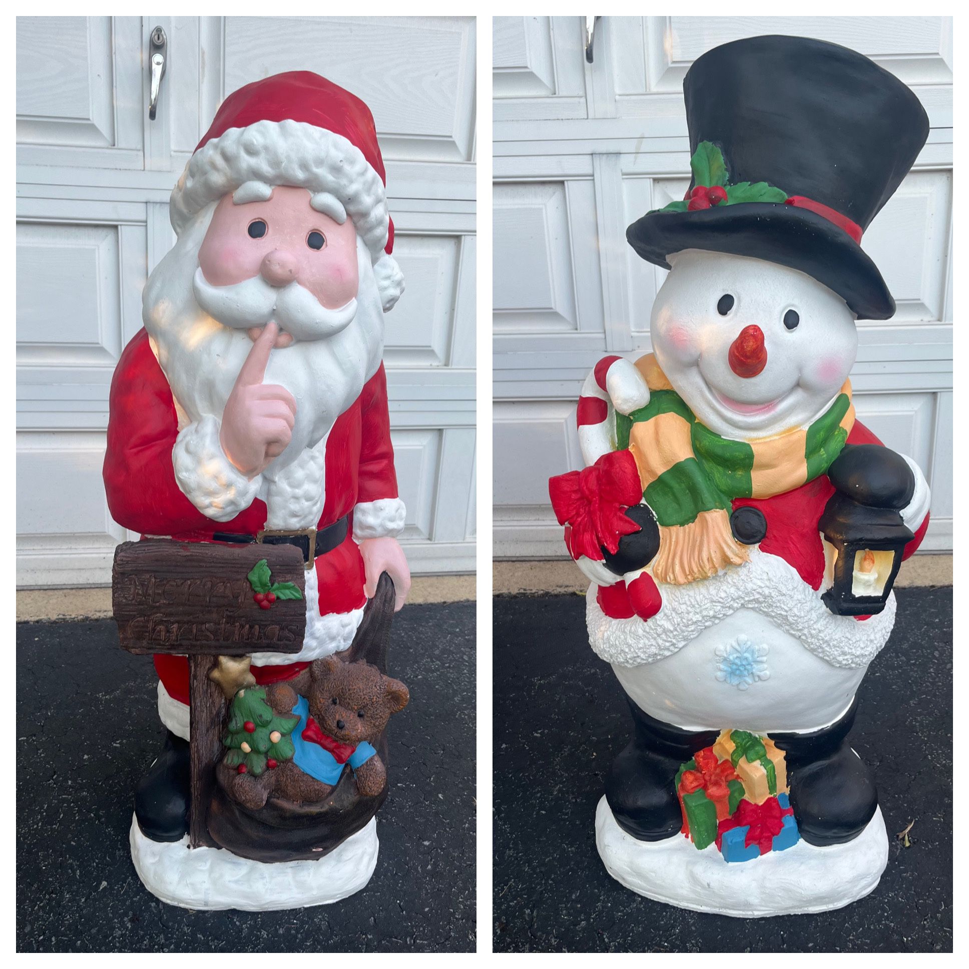 Santa / Snowman Christmas Statues Figures 3 Feet Tall