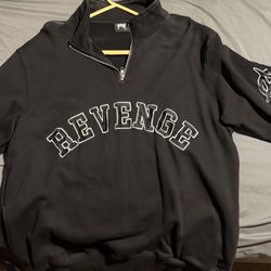 REVENGE BLACK ANARCHY EMBROIDERED QUARTER ZIP