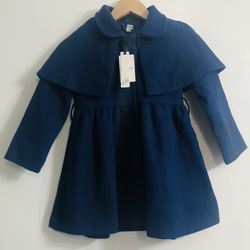 Danna  Belle dress coat cloak lapel buttons long blue . 6Y