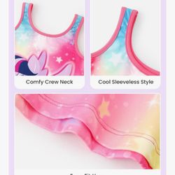  Girls Dress,& Rainbow Print Sleeveless Casual Style Summer Sundress, Party & Playdate Outfit A-Line