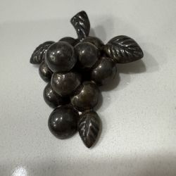 Vintage Sterling Silver Grape Cluster Pin/Brooch Large 3D No Dents 