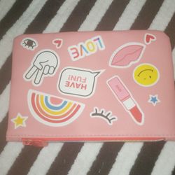 Ipsy Pink Makeup Bag with Sticker Print