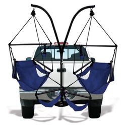 Hammaka Trailer Hitch Stand and 2 Blue Chairs Combo