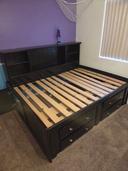 Full size bed frame with under bed storage