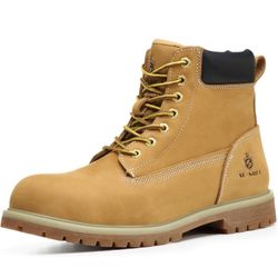 Work boots for men steel-toe waterproof Tan. size 13 NEW