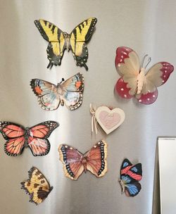 Vintage Butterfly Fridge Magnets Collection – Set of 7 Cottagecore Decorative Magnets + Free Gift