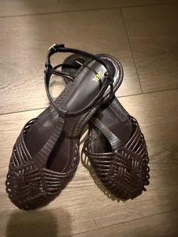 Zara Brown Woven Flat Sandals