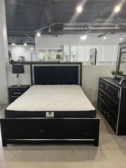 Glitzy & Glam bedroom set with corduroy upholstered headboards