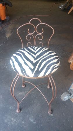 Iron Vanity Chair Zebra Print Cushion