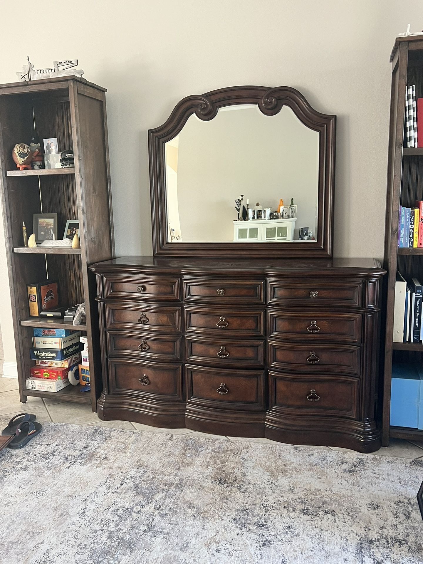Hardwood Dresser And Mirror