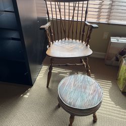 Wooden chair with footrest