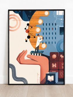 Framed AI Science Technology Art Print & Frame - 32*24 inch