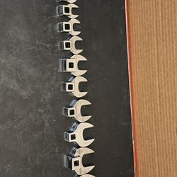 Snap-on Tools 11 pc 3/8" Drive SAE Open-End Crowfoot Wrench Set (3/8-1")