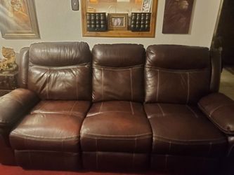 Brown Leather Sofa & Recliner