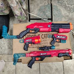 Lot Of X Shot Nerf Dart Guns