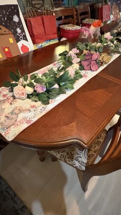 Designer Solid Cherry Wood Dining Room Table & 6 Chairs