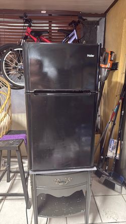 Small refrigerator and wood table included